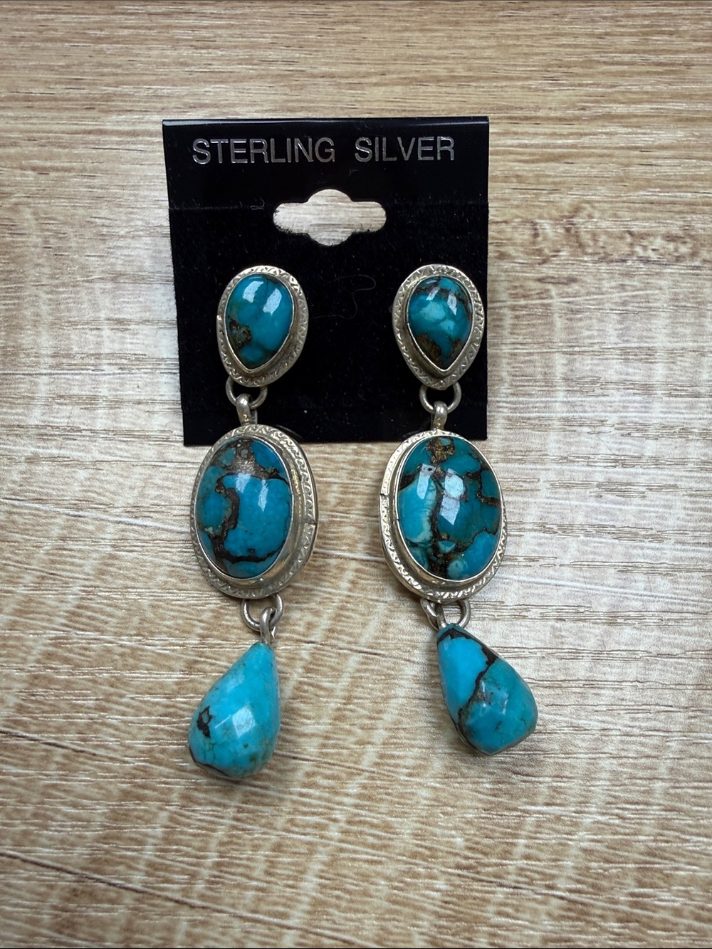 Golden Hill Turquoise Drop Earrings - Artis stamped Marcella James
